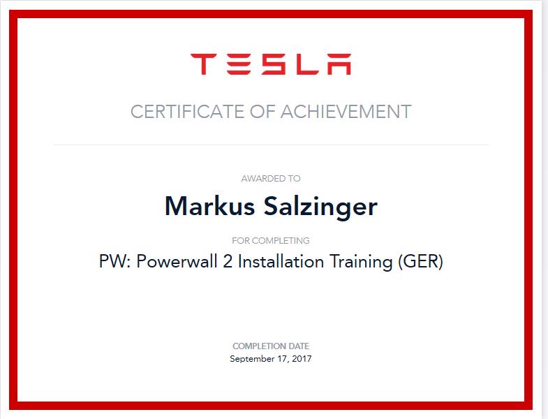 Installateur für Tesla Powerwall 2